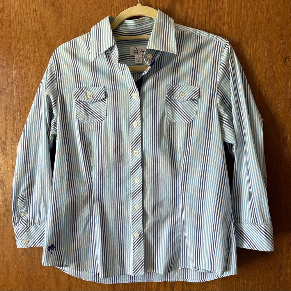 Lilly Pulitzer White Label Striped Button Down Top